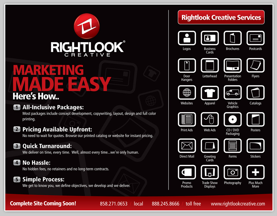 rightlook creative, graphic design, marketing, printing